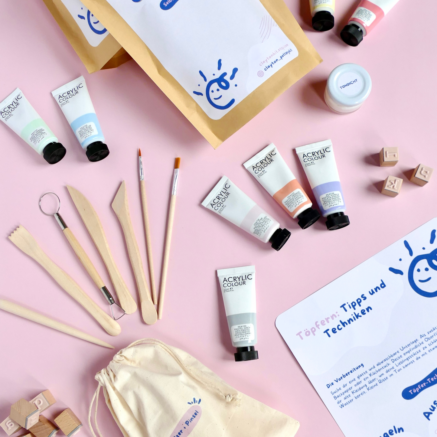 ClaytonKit Töpferset zuhause Töpfern ohne Brennofen perfekt als Geschenk