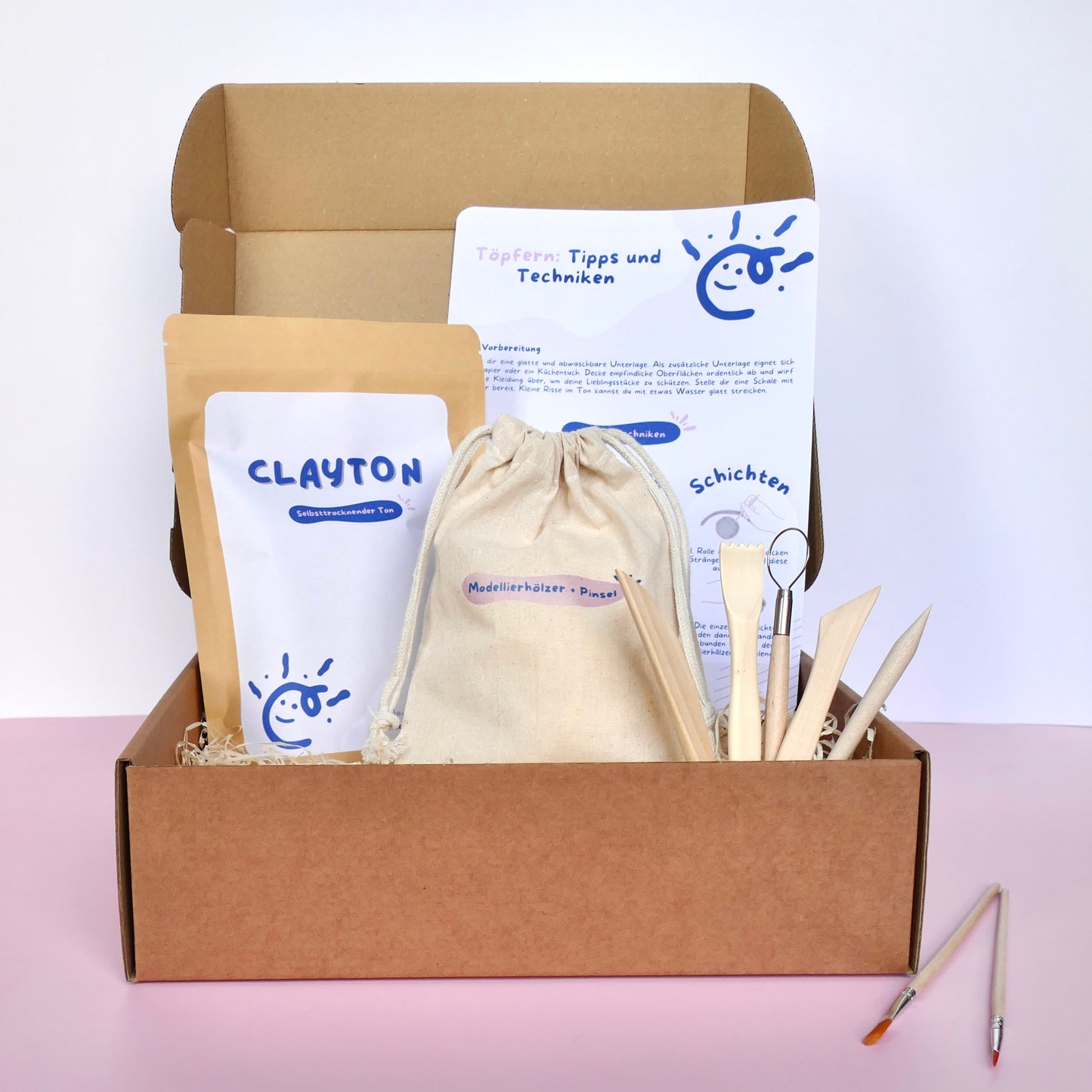 Kleines Töpferset, Home Pottery Kit, Zuhause Töpfern ohne Brennofen