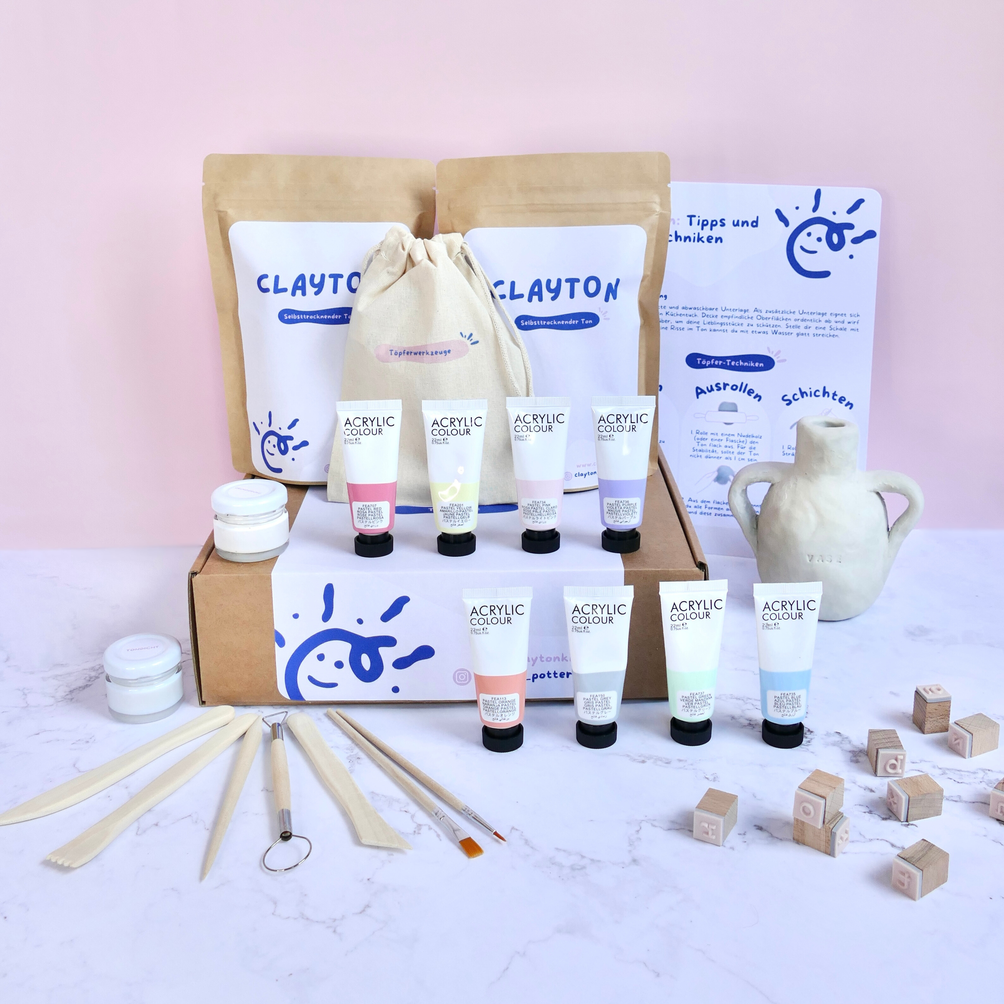 ClaytonKit Töpferset zuhause Töpfern ohne Brennofen perfekt als Geschenk