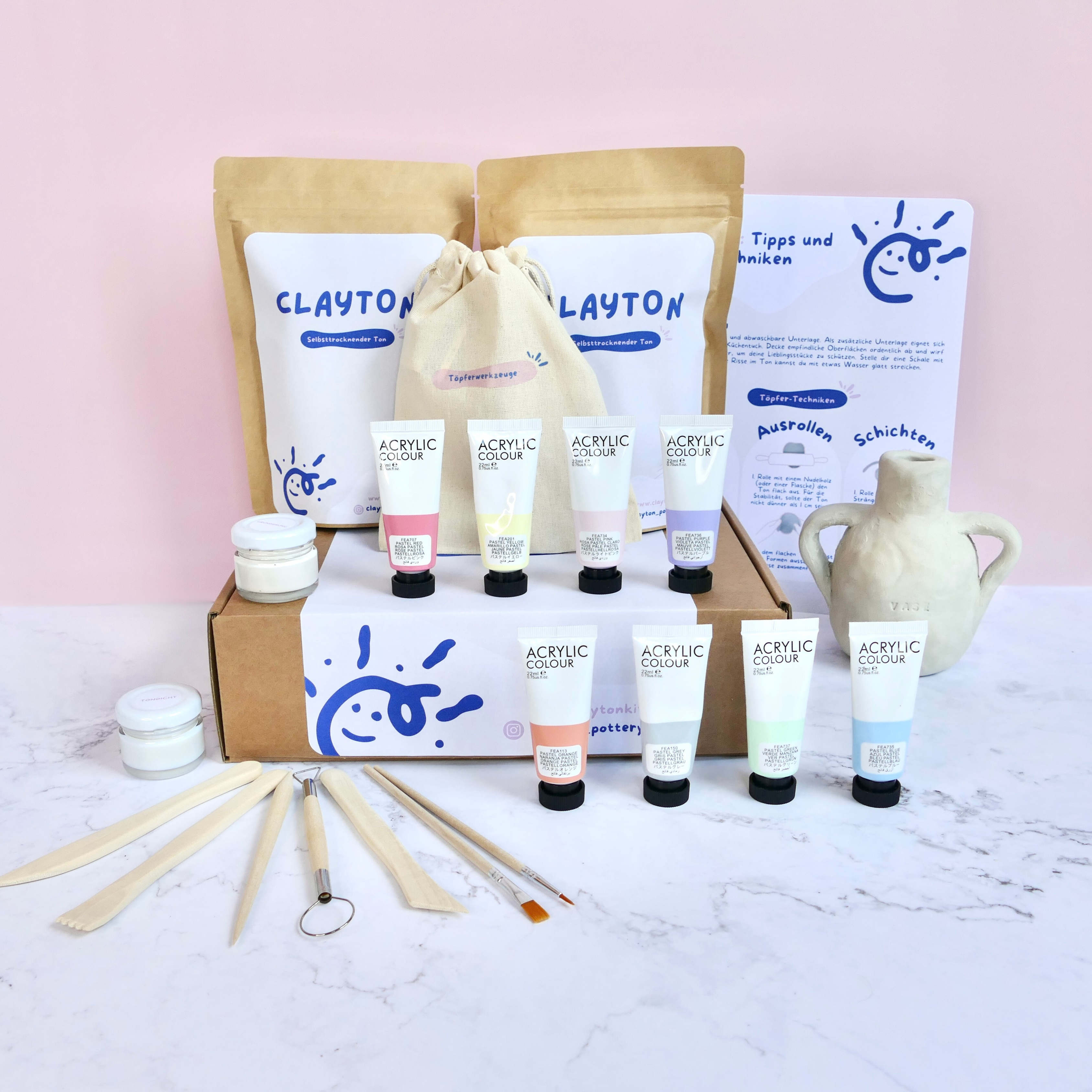 ClaytonKit Töpferset zuhause Töpfern ohne Brennofen perfekt als Geschenk